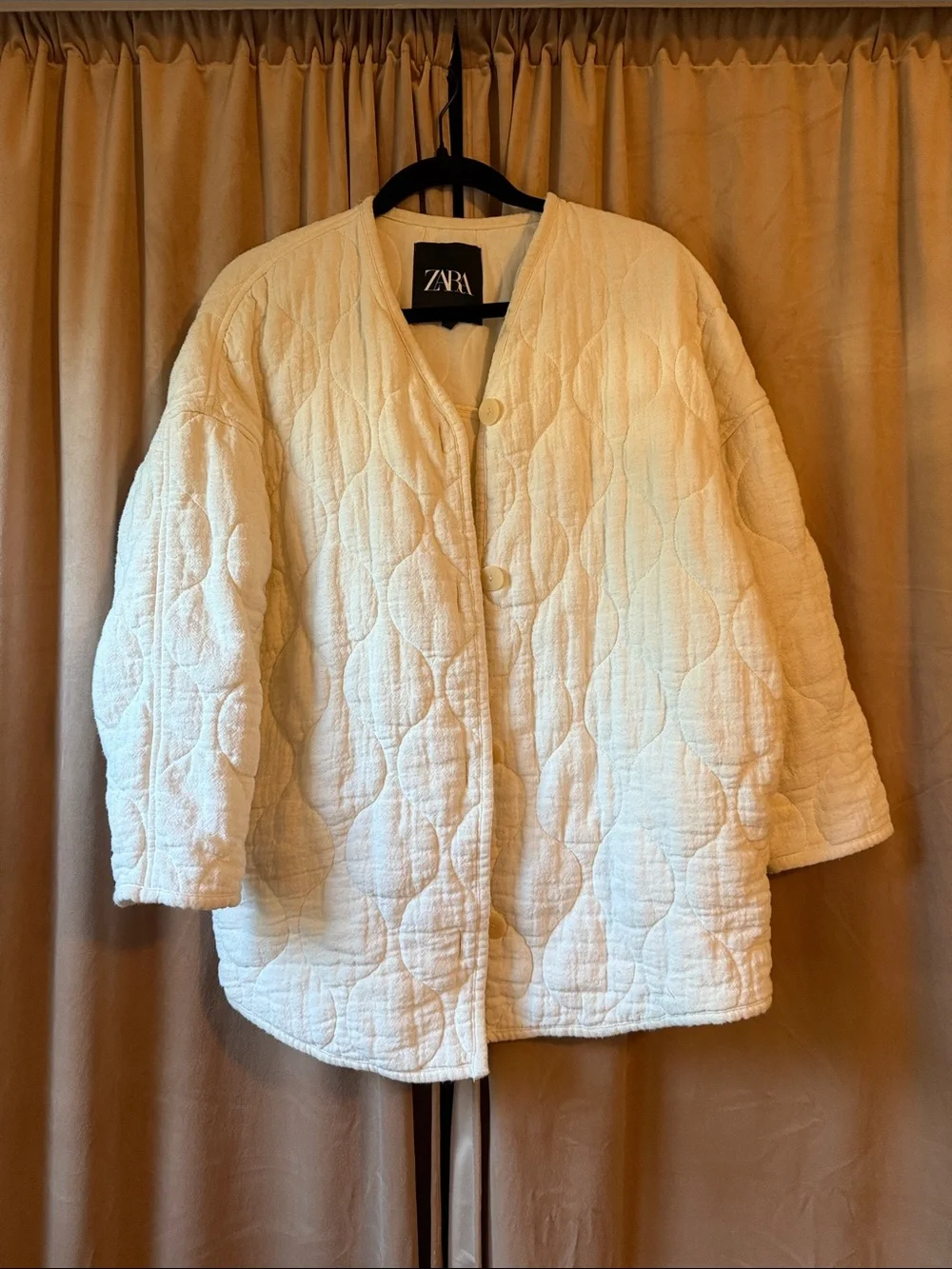 Zara Cream Quilted Button-Front Jacket - Picture 1 of 3